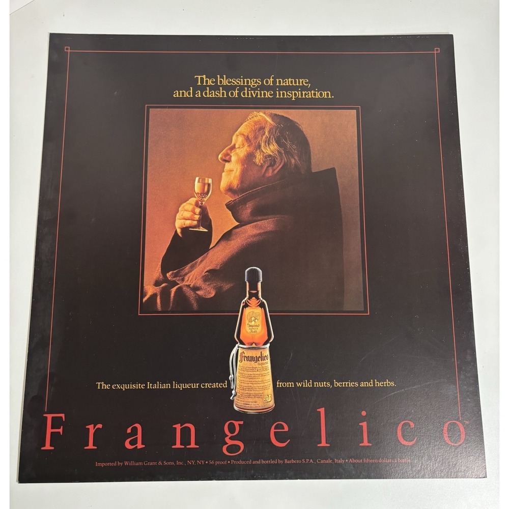 Frangelico Italian Liqueur‎ Monk Friar Divine Vintage Print Ad 22"x21"